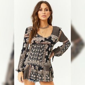 Crinkle Ornate Peasant Top Medium/Large